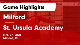 Milford  vs St. Ursula Academy  Game Highlights - Oct. 27, 2020