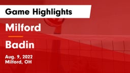 Milford  vs Badin  Game Highlights - Aug. 9, 2022