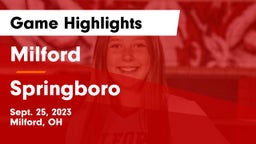 Milford  vs Springboro  Game Highlights - Sept. 25, 2023