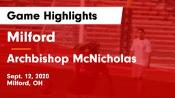 Milford  vs Archbishop McNicholas  Game Highlights - Sept. 12, 2020