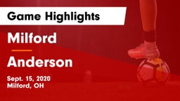 Milford  vs Anderson  Game Highlights - Sept. 15, 2020