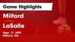 Milford  vs LaSalle  Game Highlights - Sept. 17, 2020