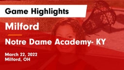 Milford  vs Notre Dame Academy- KY Game Highlights - March 22, 2022