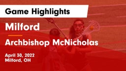 Milford  vs Archbishop McNicholas  Game Highlights - April 30, 2022