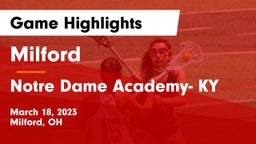 Milford  vs Notre Dame Academy- KY Game Highlights - March 18, 2023