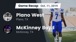 Recap: Plano West  vs. McKinney Boyd  2019
