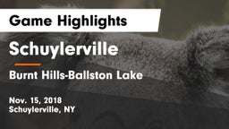 Schuylerville  vs Burnt Hills-Ballston Lake  Game Highlights - Nov. 15, 2018