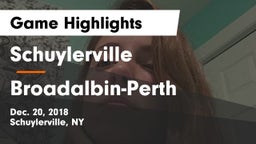 Schuylerville  vs Broadalbin-Perth Game Highlights - Dec. 20, 2018