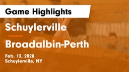 Schuylerville  vs Broadalbin-Perth  Game Highlights - Feb. 13, 2020