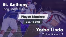 Matchup: St. Anthony High vs. Yorba Linda  2016