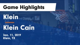 Klein  vs Klein Cain  Game Highlights - Jan. 11, 2019