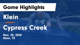 Klein  vs Cypress Creek  Game Highlights - Nov. 20, 2020