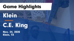 Klein  vs C.E. King  Game Highlights - Nov. 24, 2020