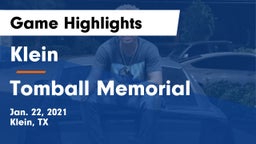 Klein  vs Tomball Memorial  Game Highlights - Jan. 22, 2021