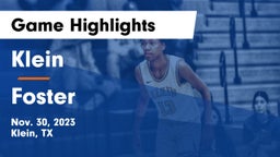 Klein  vs Foster  Game Highlights - Nov. 30, 2023