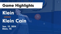 Klein  vs Klein Cain  Game Highlights - Jan. 19, 2024