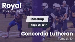 Matchup: Royal  vs. Concordia Lutheran  2017