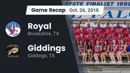 Recap: Royal  vs. Giddings  2018