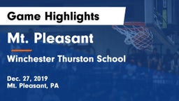 Mt. Pleasant  vs Winchester Thurston School Game Highlights - Dec. 27, 2019