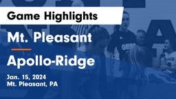 Mt. Pleasant  vs Apollo-Ridge  Game Highlights - Jan. 15, 2024