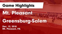 Mt. Pleasant  vs Greensburg-Salem  Game Highlights - Dec. 12, 2018