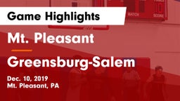 Mt. Pleasant  vs Greensburg-Salem  Game Highlights - Dec. 10, 2019