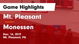 Mt. Pleasant  vs Monessen  Game Highlights - Dec. 14, 2019