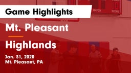 Mt. Pleasant  vs Highlands  Game Highlights - Jan. 31, 2020