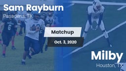 Matchup: Rayburn  vs. Milby  2020