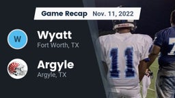 Recap: Wyatt  vs. Argyle  2022