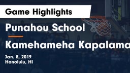 Punahou School vs Kamehameha Kapalama Game Highlights - Jan. 8, 2019
