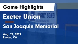 Exeter Union  vs San Joaquin Memorial  Game Highlights - Aug. 27, 2021