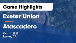 Exeter Union  vs Atascadero  Game Highlights - Oct. 1, 2022