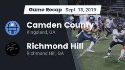 Recap: Camden County  vs. Richmond Hill  2019