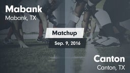 Matchup: Mabank  vs. Canton  2016
