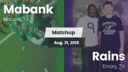 Matchup: Mabank  vs. Rains  2018