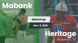 Matchup: Mabank  vs. Heritage  2018