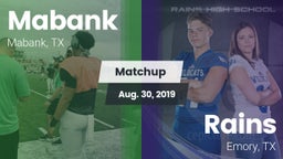 Matchup: Mabank  vs. Rains  2019