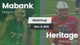 Matchup: Mabank  vs. Heritage  2019