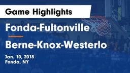 Fonda-Fultonville  vs Berne-Knox-Westerlo  Game Highlights - Jan. 10, 2018