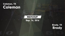 Matchup: Coleman  vs. Brady  2016