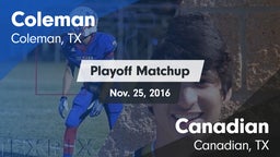 Matchup: Coleman  vs. Canadian  2016