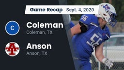 Recap: Coleman  vs. Anson  2020