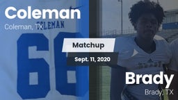 Matchup: Coleman  vs. Brady  2020