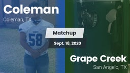 Matchup: Coleman  vs. Grape Creek  2020