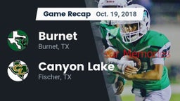Recap: Burnet  vs. Canyon Lake  2018