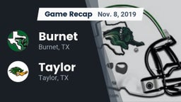 Recap: Burnet  vs. Taylor  2019