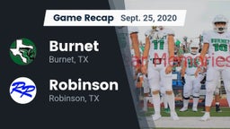 Recap: Burnet  vs. Robinson  2020