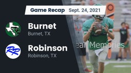 Recap: Burnet  vs. Robinson  2021