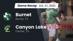 Recap: Burnet  vs. Canyon Lake  2022